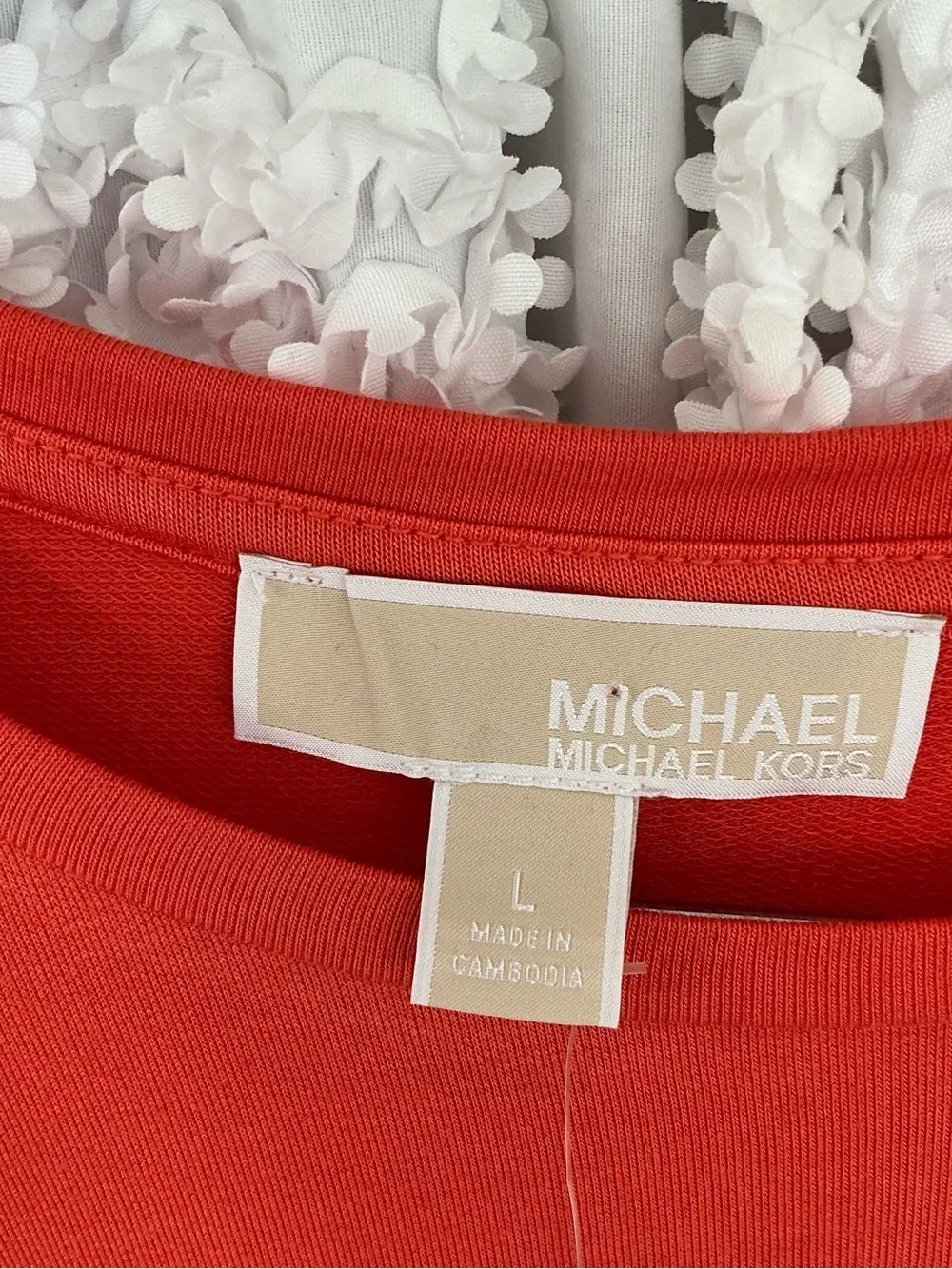 Michael Kors Orange Logo Sleeveless Tank with White MK Emblem